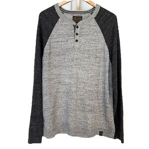 Lucky Brand Men's Gray Henley Sweater Size L Long Sleeve Raglan Casual